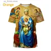 T-shirt da uomo Moda Vergine Maria T-shirt con stampa 3D Donna cristiana Madre di Dio Personalità a maniche corte T-shirt da donna Abbigliamento da uomo Y240321