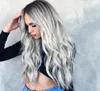 Bleaching dyeing long curly hair cosplay gray gradient anime wig new female fiber wig lace wigs2487833