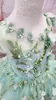Robes de demoiselle d'honneur en tissu vert, magnifique, avec fleurs 3D, robes de soirée de bal de luxe pour enfants en bas âge, concours de fête d'anniversaire