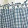 Gardiner Korea Sweet Blue Lattice Tab Top Short Gardiner Rural Plaid Half Curtain Tyg Kök Valans #A091