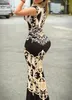 Casual Dresses Bodycon for Women 2024 Summer Fashion Barock Leopard Print ärmlös V-ringning Skinny Daily Maxi Robe Dress Clothing