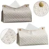 Taschentuchboxen Servietten Leder Taschentuchbox Haushalt Wohnzimmer Teetisch PU Rattan Leder Taschentuchbox Küche Desktop Nordic Serviettenhalter Aufbewahrungsbox