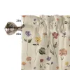 Curtains Retro Floral Wildflowers Kitchen Window Curtains Home Decoration Short Curtain for Living Room Bedroom Small Drapes Cortinas