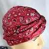 Berets Boho Turban Hat Bohemian Style Cashewif Flower Imprimé Men Double Layer Satin Headwrap pour Scarpe de bonnet de la mode Hip-Hop