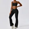 Active Sets Naked Feeling Flared Pants Yoga Suit Workout Set Women Quick-Dry Sports Bra Running Clothing Gym Fitness Suits Female