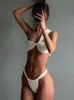 Sexy Low Waist Bikini Set Solide Schulter Tanga Bademode Frauen Badeanzug Bademode Badeanzüge biquini Sommer Brasilien 240309