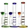 Narguilés en verre capiteux Bongs colorés Triple BeeComb Perc Birdcage Percolateur 10 pouces Dab Oil Rigs Tuyaux d'eau avec joint de 14 mm WP-525