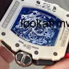 Män tittar på RM -armbandsur Mekaniska Made Automatic Mens Series Manual Mechanical Fashion Mens Watch White Needle Tracking Timing RM