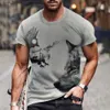 Herr t-shirts Summer Mens T-shirt Animal Wolf 3D Printed Round Neck Fashion Strtwear Casual Short Slve Top Ts Overdimased Men Clothing Y240314