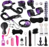 Bdsm vibrator bondage set sex leksaker för kvinnor män hand s bröstvårtor klämmer piska spanking sex silikon metall anal plugg rumpa y1912077177184