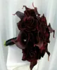 Wedding Flowers Bridal Bouquet Round style Burgundy Rose with Calla lilies 10inch Hand Holding8533085