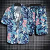 Conjunto de playa hawaiano para hombre y mujer, camisa de manga corta estampada personalizada, pantalones cortos de vacaciones de ocio junto al mar, hombre Floral