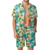 Designer Suit European Mens Casual Loose Shirt Set Hawaii Beach Digital Print Short Sleeves 5dmu