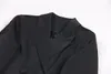 Весна 2024, черный блейзер с кисточками, женский комплект из двух частей, дизайнерский женский пиджак с длинными рукавами и короткие юбки, 31419