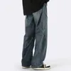 Jeans pour hommes Drapey Hommes Denim Pantalon Droit Jambe Hip Hop Style Pantalon Femme Taille Haute Baggy Casual Large