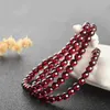 Bracciale rigido naturale rosso melograno pietra braccialetto di perline donna uomo granato scuro braccialetti di fascino yoga meditazione amicizia regalo Pulseras MujerL2403