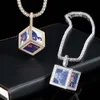 Nieuwe Hip Hop Sieraden Cube Memory Hanger met Micro Set Zirkoon DIY Gepersonaliseerde Fotolijst Ketting