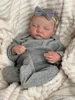 NPK 49cm Levi Born Baby Doll Reborn Sleeping Soft Silicone Flexibel 3D -hudton med synliga vener Handfärg Hår 240304