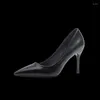 Модельные туфли, женские туфли-лодочки, весна 2024, пикантные серебряные кожаные туфли с острым носком для вечеринки, свадьбы, женские элегантные туфли на высоком каблуке, женские Zapatos