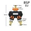 Satser 3/4 tum 2/4way mässingsplastträdgårdslang splitter Ytype Watering Connector Distributör för utomhuskran och kran