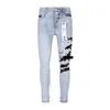 Brand Purple American High Street Blue Printed Letter Jeans Jeans