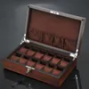 Nuovo 12 slot organizzatore di orologi in legno custodia per orologi di lusso custodia regalo per gioielli in legno scatole di immagazzinaggio in legno con serratura192B