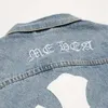 Summer Men Jacket Designer Jackor Mens modebokstäver broderad denimrock unisex Lapel Lång ärm Topps Pocket Jacka En färg