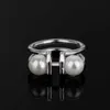 Projektant ng srebrny pierścionek Pierścienie dla kobiety marka srebrna srebrna stwardnienie eleganckie 2 style Single Pearl Double Pearl Wedding zaręczynowy Rozmiar 68 kategorii kategorii
