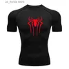 T-shirts voor heren Nieuw compressieshirt Heren Fitness Gym Super Hero Sport Running T-shirt Rashgard Top Sneldrogend Korte Slave Heren T-shirt Y240314