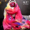 Scarves Rose Red Flower Silk Scarf Ladies Hangzhou Women 2024 Soft And Elegant Shawl Long Spring Autumn