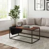 fatchan Riley Indoor Walnut Sofa Table with Metal Frame and Canvas Hanger Stocked the US, Delivered in 5 Days.