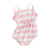 Rompertjes babymeisje zomer jumpsuit schattig gestreept contrasterende kleur mouwloze bodysuit geboren kleding