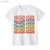 Футболки Cousin Crew Рубашка для малышей Boho Ретро Детская рубашка Cute Cousin Natural Kids Tee Детская летняя футболка с рукавами Одежда для мальчиков и девочек ldd240314