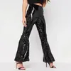 Pantalon femme Sexy brillant paillettes jambe large mince taille haute Stretch Flare fête discothèque pantalon femme élégant Long