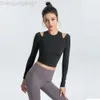 Desginer Lululemom Bras Lululemmon Same Fitness respire un style sexy à épaules dénudées avec une coupe slim courte et un haut de costume de yoga athlétique amincissant