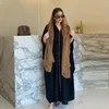 Vêtements ethniques Musulman Abaya pour femmes Mode Cardigan Léopard Imprimé Mousseline de mousseline de soie Couleur assortie avec bandeau Noir Ramadan Gurban