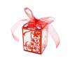Wesele Bithday Party Clear PVC Pudełko prezentowe z Wstążką Słodycze Candy Macaron Cake Square Boxes Prezent Świąteczny FA6750120