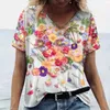 Women's T Shirts 2024 Top Women Pink Floral Printed Oversized T-Shirt Clothes Clothing Short Sleeve Tees Blouse 5XL