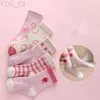 Chaussettes pour enfants 5 paires/lot chaussettes en coton doux pour enfants coréen amour coeur fleur imprimé bébé fille chaussettes automne hiver chaud enfants chaussettes Tube moyen YQ240314