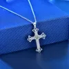 Design Necklace for Women and Men VVS D Color 0.5ct 1ct Moissanite Pendant Cross Pattern 925 Sterling Silver Necklaces Jewelry