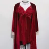 Vêtements de nuit pour femmes Robe de mariée en velours bordeaux Ensemble de chemise de nuit Automne Hiver Femme Vêtements de nuit Sexy Dentelle Garniture Robe de maison Robe de salon