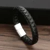 Pulseira de couro trançado masculino fivela magnética pulseiras pulseira punho moda jóias