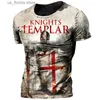 T-shirts hommes Vintage Knights Templar T-shirt Hommes Casual 3D Imprimé Jésus-Christ Crucifix Hommes Tshirt Surdimensionné Strtwear Hip Hop Populaire Ts Y240321