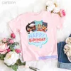 T-Shirts Kawaii Kinder T-Shirts Lustige Toca World Videospiel Cartoon Print Kleinkind T-Shirt Sommer Mode Baby Mädchen T-Shirts Rosa Tops ldd240314