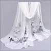 Écharpes de mode Fashion Soft Long Rose Flower imprimé écharpe châle en mousseline