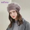 Ciesz się kaszmirowy beretowy kapelusz Kobiet królików dzianinowe czapki zimowe czapki lady średnie czapki moda bownot kulka gorro ciepło 240229