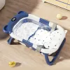 Vasche da bagno Vaschetta da bagno pieghevole per bambini con termometro Vaschette da bagno in silicone per bambini Secchio Vasche da bagno pieghevoli per bambini Vasca da bagno sicura Secchio da bagno per bambini