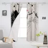 Curtains Black White Cat Room Curtains Large Window Curtain Lights Living Room Bedroom Kitchen Outdoor Kids Window Treatment Valances