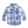 Spring Autumn Striped Boys Shirts Baby Kids Cotton Shirt Casual Fashion Plaid Blouses for Children 16 Colors Camisas Para Hombre 240311