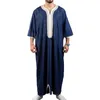 エスニック服2024アラブのイスラム教徒のファッションイスラムの男性は刺繍されたjubba thobes homme moroccan kaftan eid prayer long robeドレス